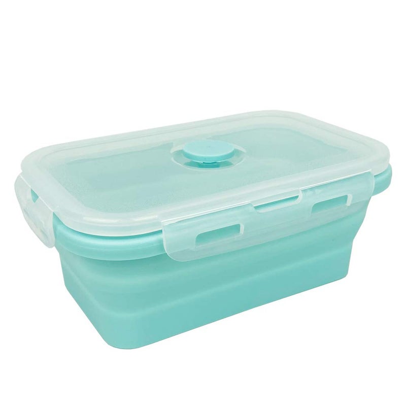 CARTINTS Silicone Collapsible Food Storage Containers-Prep/Storage Bowls with Lids - Set of 3 Square Silicone Lunch Containers - Microwave, Dishwasher and Freezer Safe (blue) - Image 4